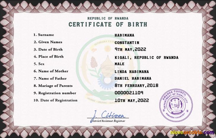 Rwanda birth certificate